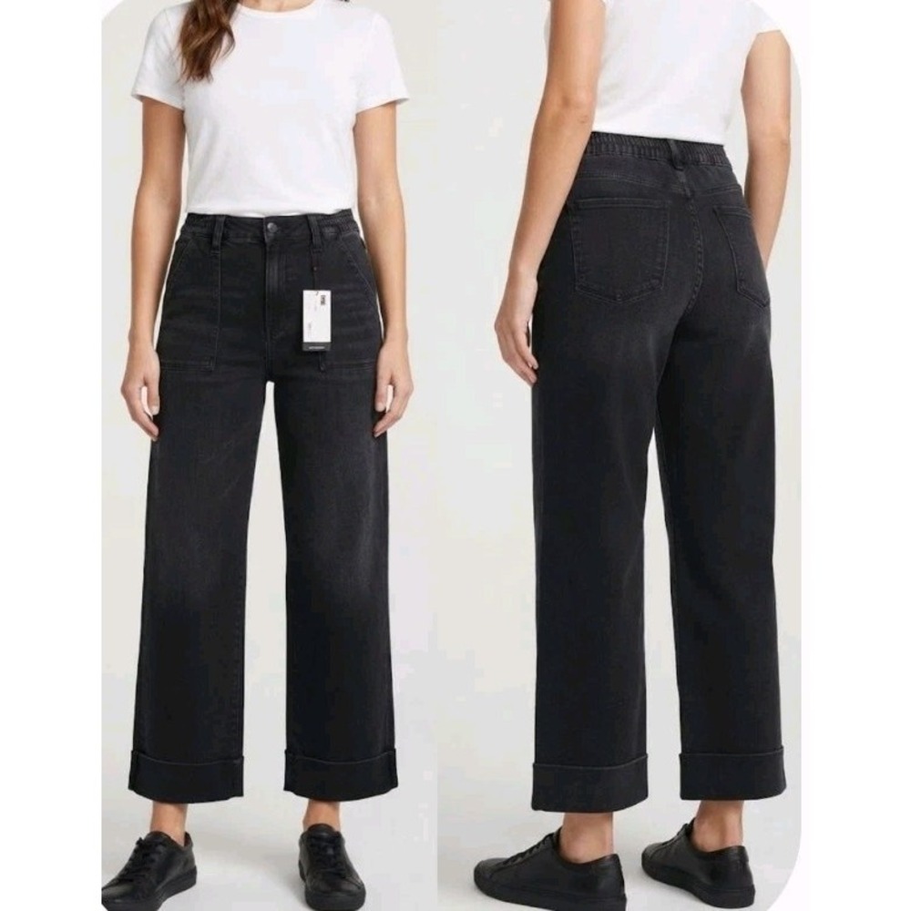 NWT Vervet Kris High Rise Black Cuffed Baggy Wide Leg Denim Jeans Size 31